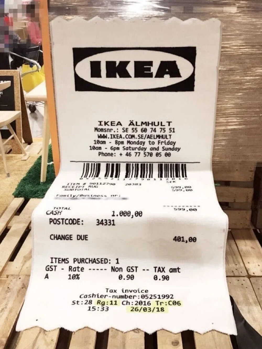 IKEA Reciept Rug White